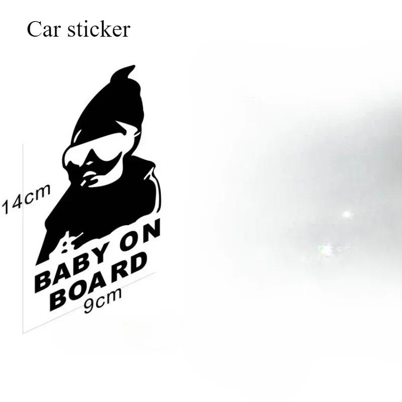 NEW Car Stickers Creative BABY ON BOARD Rear Windshield Auto Stickers Rear Reflective Sunglasses Car Warning Decals Black White