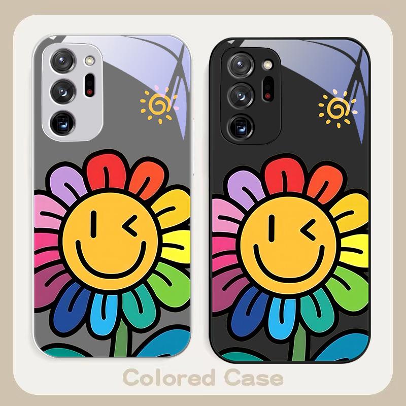 Cartoon-Blumen Lila Für Samsung A 01 02 03 Core 04 05 06 10 12 13 A14 5G 15 16 M 02 12 Note 8 9 10 20 Glas Ultra Handyhülle