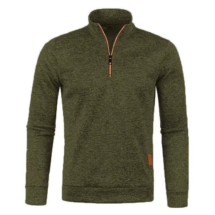 

Autumn and Winter Men s Collar Zipper Nitted Sweater Sleeves Thin Velvet Style Trendy Top Sweater Jacket Plus Size Men XXXXXL зелений