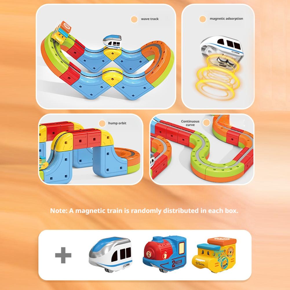 Schienen-Elektrozug Spielzeug Flexible Rennstrecke für Kinder, DIY Magnetische Schienenbau Spielzeug Schwerkrafttrotzend, STEM Lernen Weihnachtsgeschenk