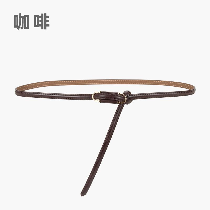 Four Seasons Available New Women'S Leather Thin Belt With No Hole Design Decorative Belt Waist Cover Dress Versatile Two Layer Leather Women'S Belt