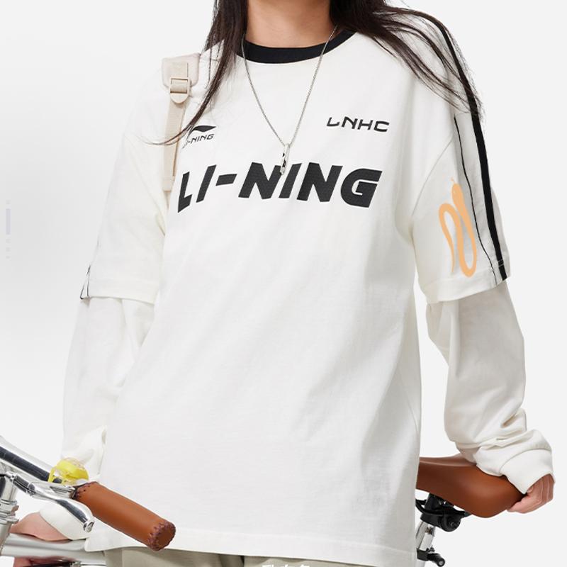 Li Ning Letter Print Loose Comfortable Short Sleeve T-Shirt Unisex Tops White AHSU657-1(TEAM702-3.4.24)