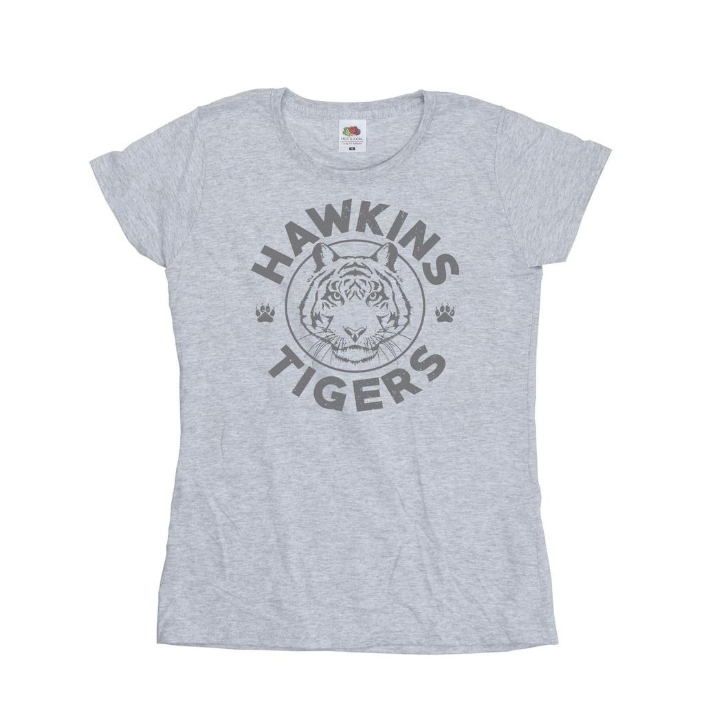 Netflix Womens/Ladies Stranger Things Hawkins Grey Tiger Cotton T-Shirt