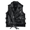 Men Genuine Leather Biker Vest Short Sleeve Motorcycle Jacket Pure Cowhide Riding Waistcoat