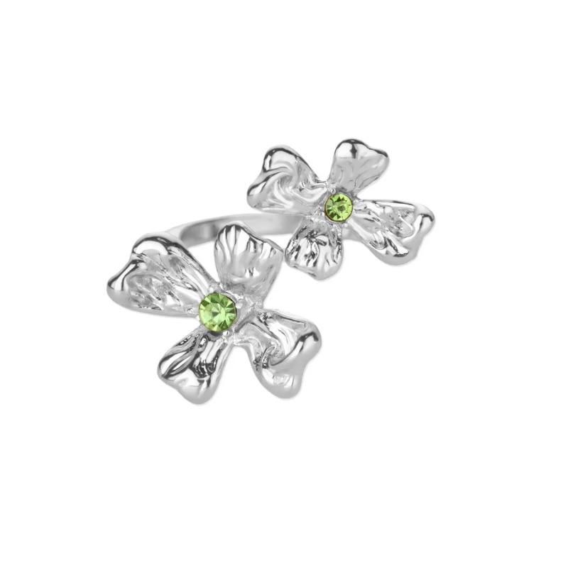 Fashion micro-inlaid zircon lines cross-word ring women's hollow ring design sense jewelry