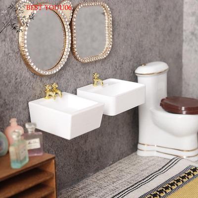 (YOUU06)1/12 Dollhouse Bathroom Wash Basins Sinks Model Dollhouse Bathroom Furniture Decoration Dolls House Home Accessories