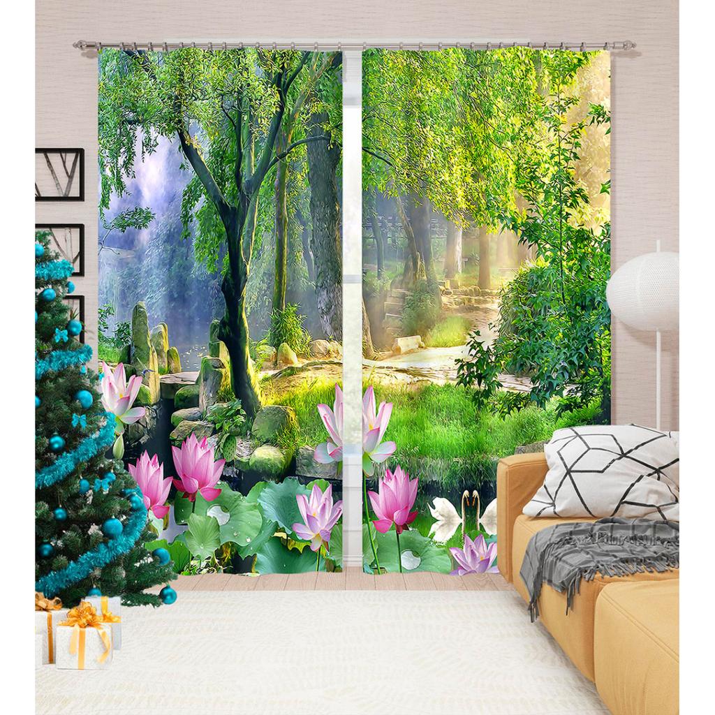 Scenic Flower Tree Living Room Curtains Natural Forest Curtain For Bedroom 3D Print Window Treatment Drapes 2pcs