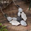 Color Painting Oil Exaggerated Geometric Necklace, Personalized Women Irregular Geometric Necklace