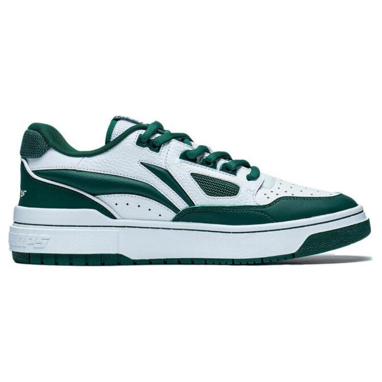 Li Ning Rookie 2 Comfortable Slip Resistant Abrasion Resistant Low top Skateboard Shoes Men's White Green ABCT039-3