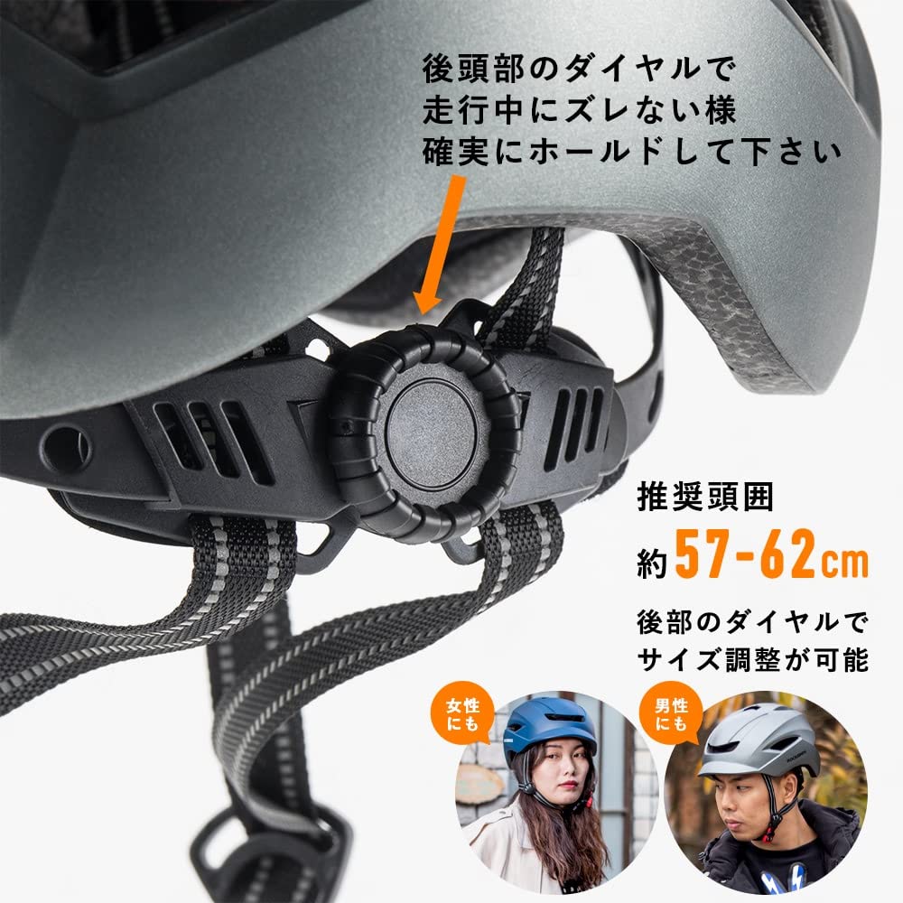 ROCKBROS Bicycle Helmet for Fits Head Circumferences Approximately Cycling Helmet for City Road Urban Adjustable and Black Adults, Lightweight,