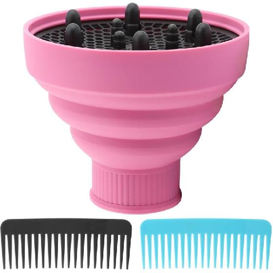 Universal Foldable Hair Dryer Diffuser, Travel Hair Dryer Diffuser Attachment with Comb, Portable Hairs Diffusers Blow Dryers Attachment for Natural