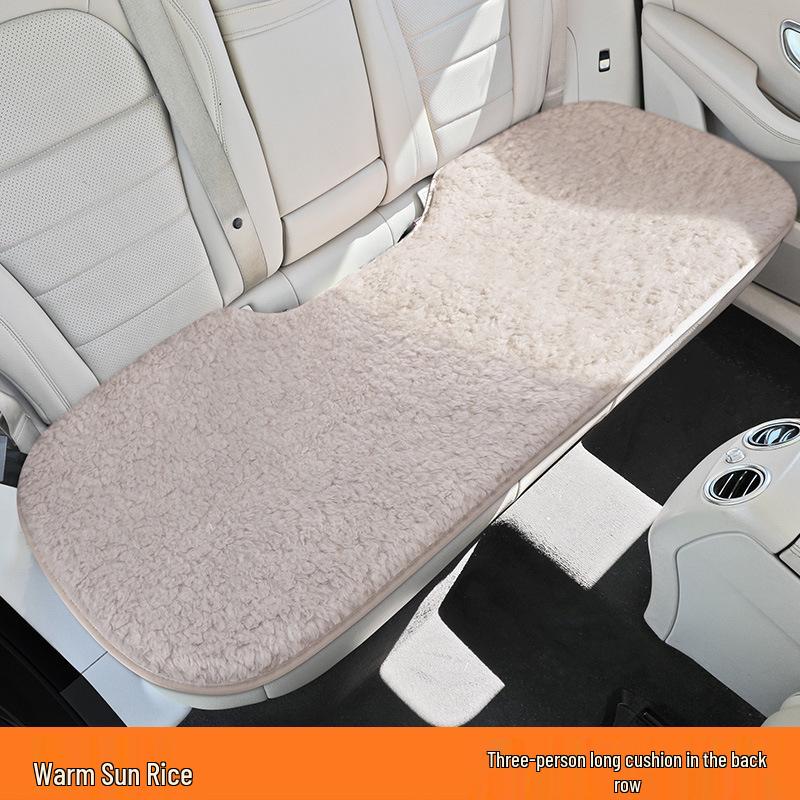Universal Embroidered Lambswool Car Seat Cushion Set - Winter Warm 3-Piece Interior Decor.