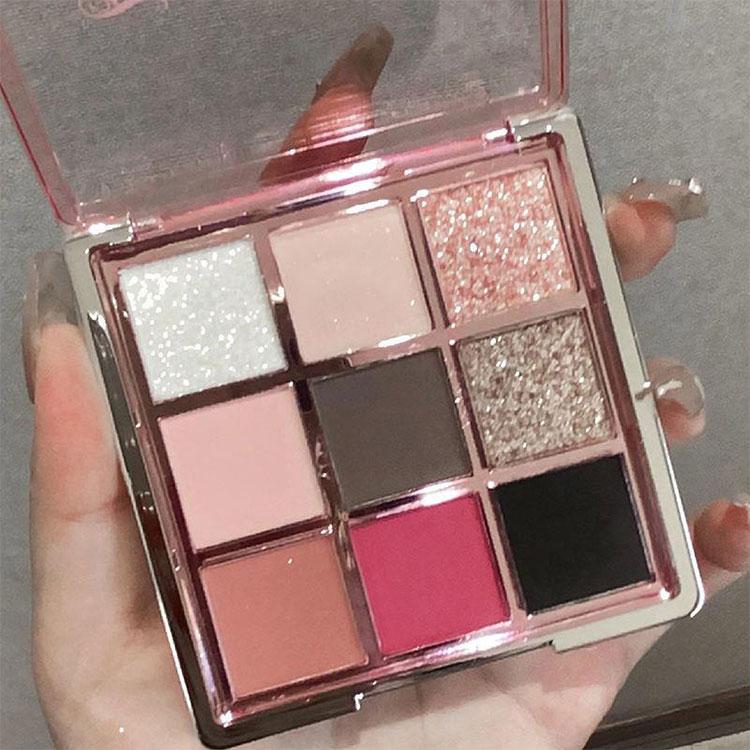 9 culori Punk Smokey Matte Glitter Fard de ochi Paleta Shimmer Fard de ochi Paleta de machiaj Cool Toned Gri Black Eye Pigment Palett