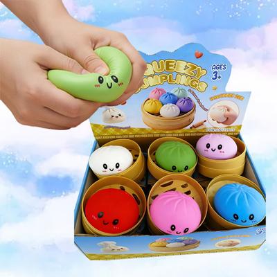 Colorful Stress Relief Balls In Dumpling Squishies Shape Reusable Low Elasticity Toys For Decompression Plastic Stress Balls