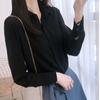 Elegant Fashion Turn-down Collar Button Thin Blouses Spring Autumn Patchwork Color Women's Clothing Slim Open Stitch Shirts