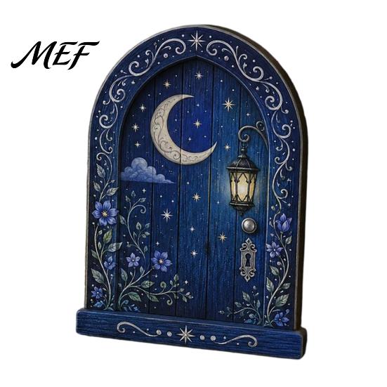 Fairy Gate for Tree Trunk Mini Wooden Door, 2D Flat Miniature Garden DIY Craft, Dollhouse Accessory, Wall Terrarium Decor Exquisite Ornament