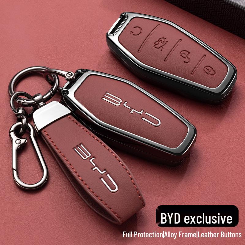 Premium Car Key Bag with Buckle for BYD Han, Qin Plus, Song Pro, Tang, Dolphin, and E9