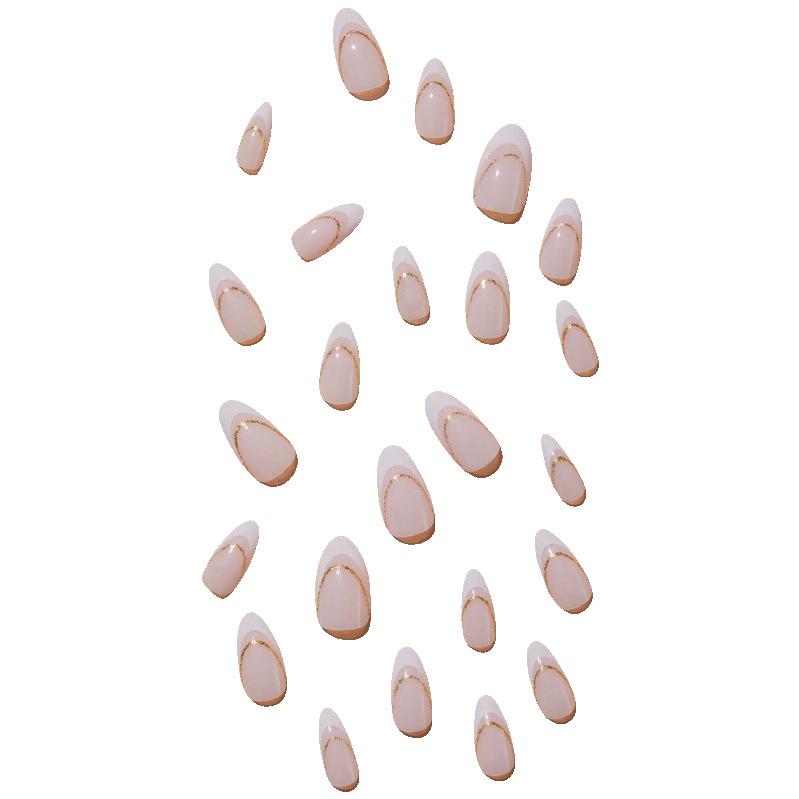 Popular Almond Shape White French Tip False Nails – Ready-to-Wear