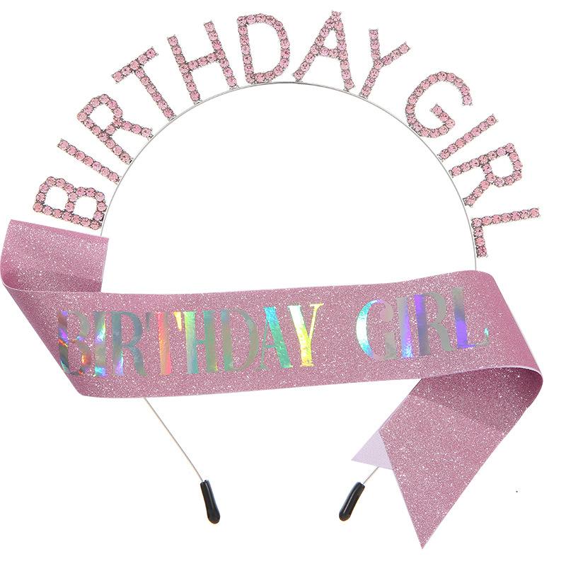 European and American Fashion Birthday Party Girl Headband Belt BIRTHDAY GIRL Headband Headdress Shoulder Strap Etiquette Belt 2026