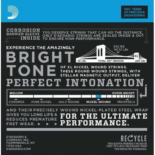 Cordes d'addario xl156 24-84 barytone fender bass vi cordes guitares électriques