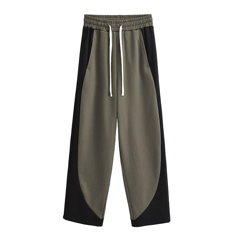 Women's High-waisted Solid Color Collision Color Splicing Show High Loose Drape Casual Wide Leg Pants