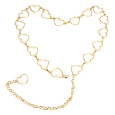 Waist Chain Belt Metal Shiny Rhinestones Golden Love No Allergies All Match Gold Chain Belt for Shorts Suits Shirts