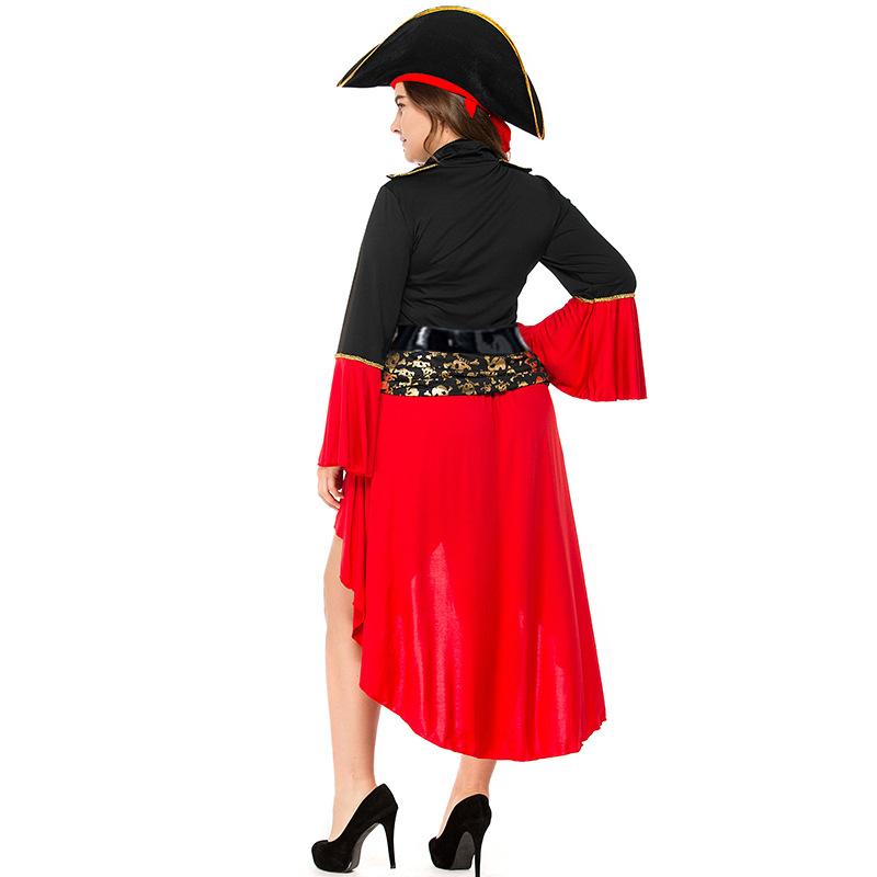 Adult Women Ocean Maritime Explorers Somali Pirate Captain Dress Belt Hat Set Halloween Cosplay Costumes Role Play Outfit