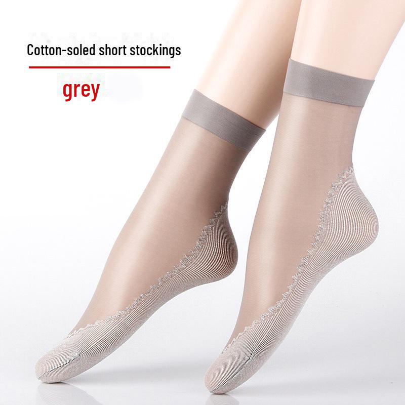 Damen Kristall Kurze Strümpfe – Frühling/Sommer Dünn, Verschleißfest, Anti-Haken, Schwarz & Nude Baumwolle, Nahtlose Unsichtbare Mid-Tube Socken.