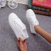 Women Shoes 2025 Summer Casual White Shoes Cutouts Lace Canvas Hollow Breathable Platform Flat Shoes Woman Sneakers
