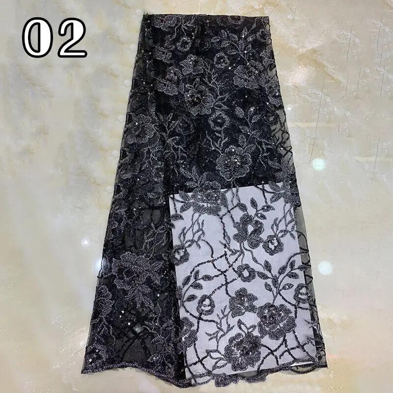 Tissu Brodé Fleurs à Sequins 90x130cm Tissu Dentelle Perlé Décoration Robe de Mariée DIY Costume de Scène Matériau Soirée de Mariage