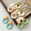 2026 French Colorblock Geometric Resin Earrings: Elegant & Versatile Ear Hoops