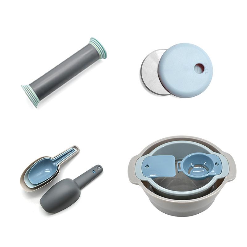 Conjunto de Utensílios de Cozinha Domésticos Peneira de Farinha para Assar Colher de Alimentos PP Faca de Pizza Removível Rolo de Massa Ajustável
