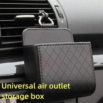 1PC Car Storage Bag - Air Vent Dashboard Tidy Hanging Leather Organizer for Glasses, Phone & Car Essentials