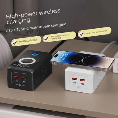 Tomada Inteligente USB de Carregamento Sem Fio de 60W - Carregamento Super Rápido para Casa e Escritório