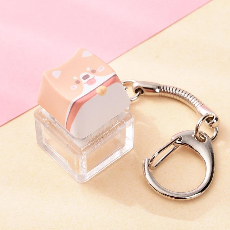 Cute Cat Dog Pendant Stress-Relief Fidget Keychain Mechanical Keyboard Keychain Dog-Themed Clicker Fidget For Backpack Study