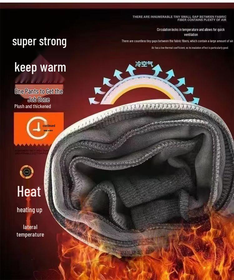 Men's Thickened Fleece-Lined Casual Pants, Drawstring Ankles, Loose Fit, Trendy Autumn/Winter 2023 Style.