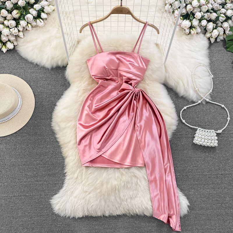 Satin Fashion Irregular Dress Summer Acetic Acid