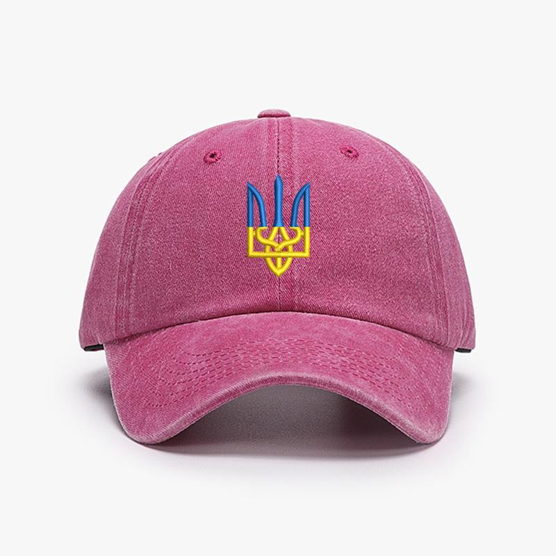 Embroidery Ukraine Trident Symbol Cotton Washed Fashion Sports Baseball Cap Adjstable Hip Hop Urban Street Style Dad Hat Visor Protection Snapback