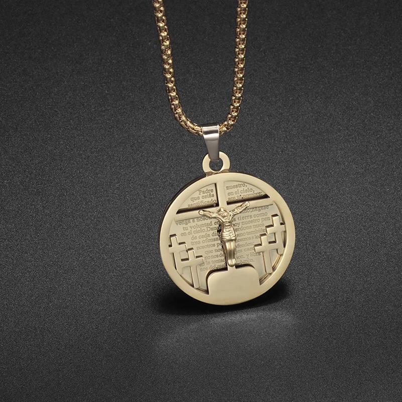 Saint St. Benedict Jesus Cross Pendant Necklace Men and Women Religious Christian Catholic Amulet Stainless Steel Jewelry