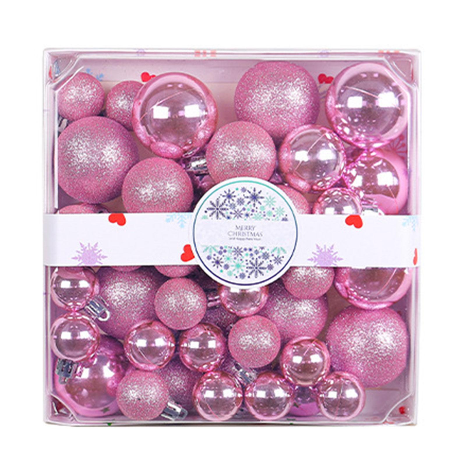 

Набор из 44 шт. Небьющиеся рождественские шары Прочный пластик Подвесные украшения для елки Набор декоров для праздничных украшений розовый