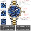 OLEVS Stylish Business Watch Date Metal Easy to Blue Stainless Silver Men's - Quartz, Waterproof, Analog, Display, Band, Casual, Read, Fashionable,