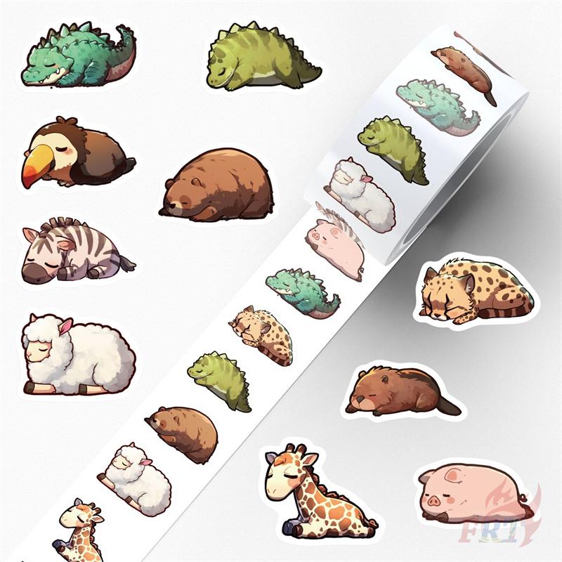 500Pcs/Roll Sleeping Animals Series 02 Kids Rewards Stickers - DIY Scrapbooks Album Decor Sealing Label Decals