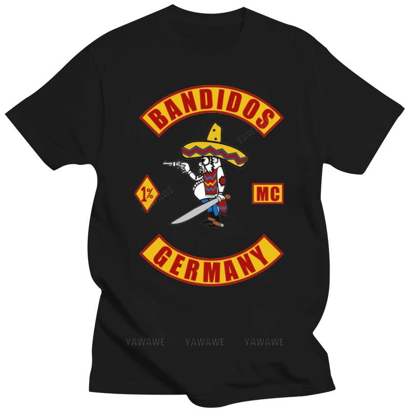 New Black Short Sleeve Men Top New Bandidos Motorcycle Club Germany Bandidos MC Graphic Men T Shirt Tee Shirts Unisex Tee-shi... S разноцветный
