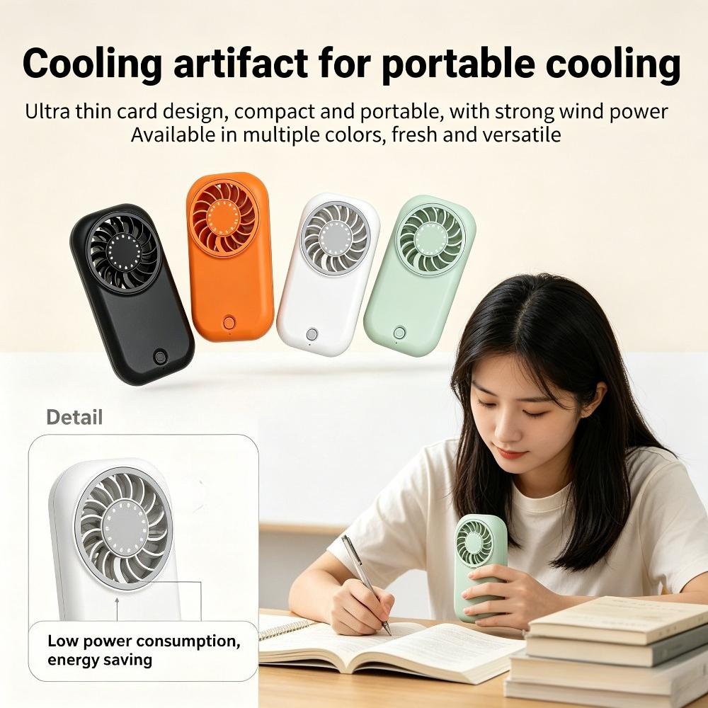 1pc Portable mini handheld fan, USB rechargeable pocket portable fan, ultra-thin card style 5-speed wind adjustable strong wind small fan,