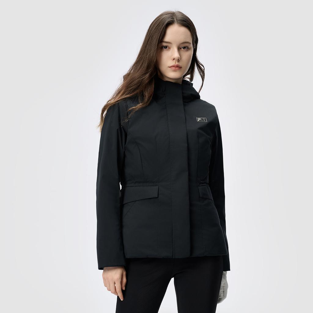 Fila Warm Casual Hooded Two-Piece Down Jacket Women Outerwear Deep-Black A11W445919FBK