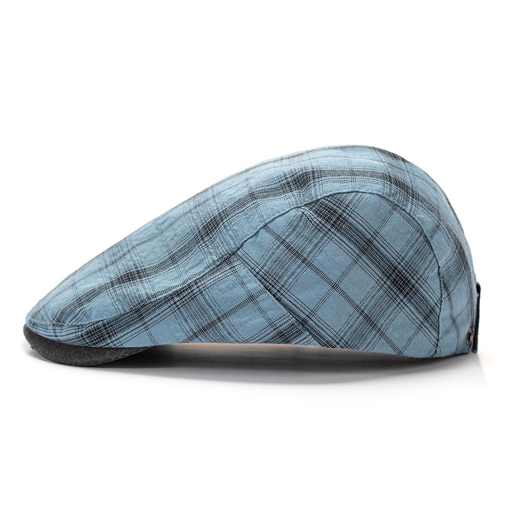 Spring Summer Thin Beret Men's Peaked Cap Women's Plaid British Retro Progressive Cap