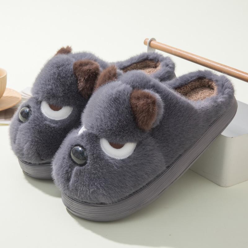 Fashion Women Slippers Winter 2025 New Warm Fluffy Comfortable Shoes Couples Home Slippers Cute Cartoon Fun Dog Indoor Floor Slippers