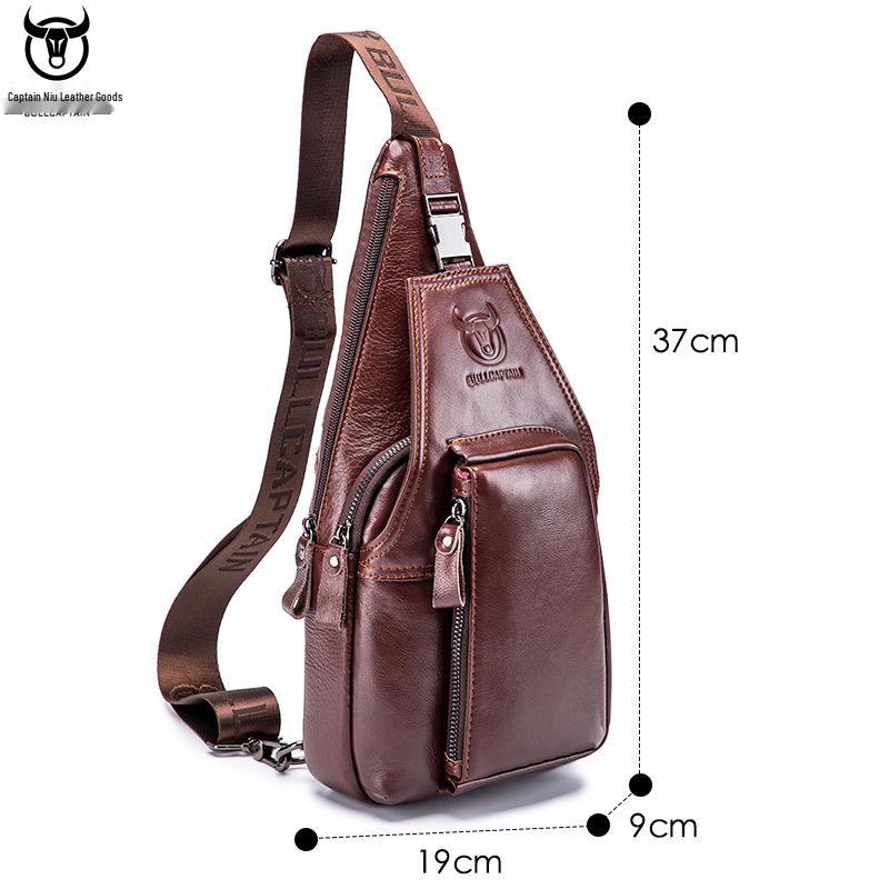Captain Cow Men's Genuine Leather Multifunctional Crossbody Chest Bag