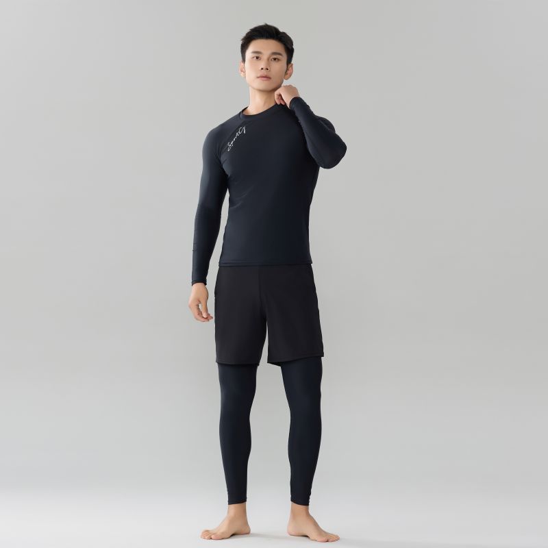 Split swimsuit men s floating wetsuit full body sunscreen surf suit rafting swimsuit long sleeve top jellyfish suit set L【50-65kg】