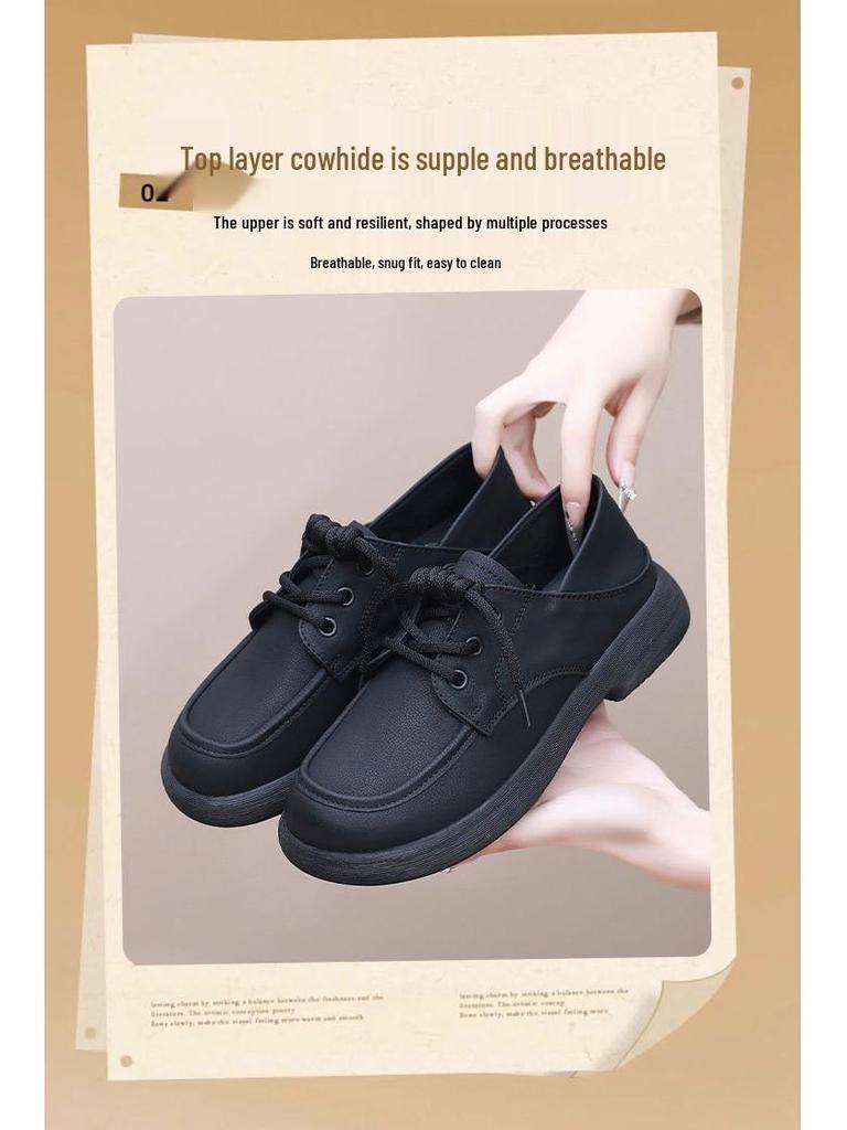 Genuine Leather Non-Slip Soft Sole Loafers for Middle-Aged & Elderly Women - Casual Spring & Autumn Style